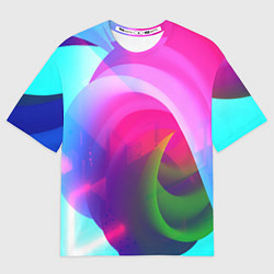 Футболка оверсайз мужская Неоновая абстракция градиент, цвет: 3D-принт