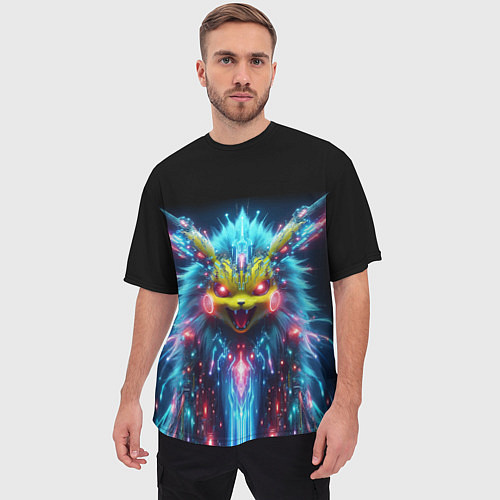 Мужская футболка оверсайз Terrible Pikachu - nightmare / 3D-принт – фото 3