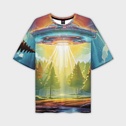 Футболка оверсайз мужская UFO In The Forest, цвет: 3D-принт