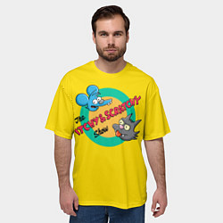 Футболка оверсайз мужская Шоу Щекотки и Царапки симпсоны, цвет: 3D-принт — фото 2