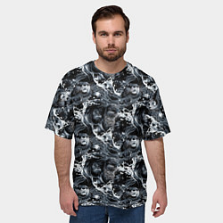 Футболка оверсайз мужская Выдры купаются в речке - паттерн, цвет: 3D-принт — фото 2