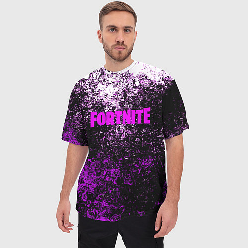 Мужская футболка оверсайз Fortnite неоновые краски / 3D-принт – фото 3
