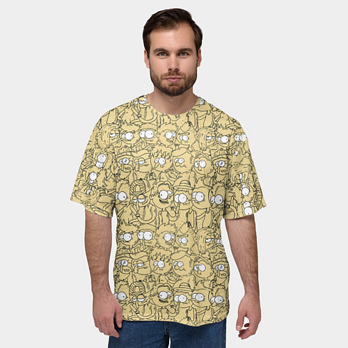 Мужская футболка оверсайз Дудл человечки носатые - паттерн / 3D-принт – фото 3