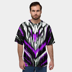 Футболка оверсайз мужская Фиолетово-белые ломаные клыки, цвет: 3D-принт — фото 2