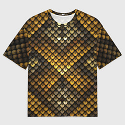 Футболка оверсайз мужская Кольчуга - металлическая чешуя змеи, цвет: 3D-принт
