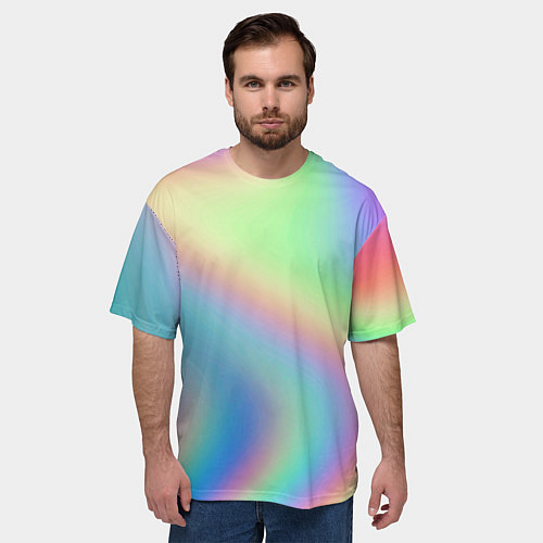 Мужская футболка оверсайз Бензиновый градиент / 3D-принт – фото 3