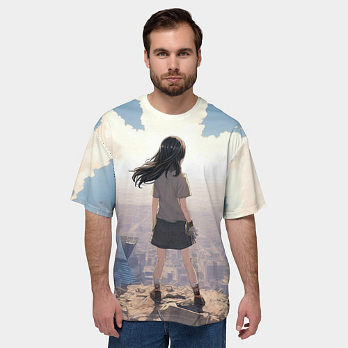Мужская футболка оверсайз Девушка аниме / 3D-принт – фото 3