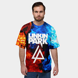 Футболка оверсайз мужская Linkin park битва огней, цвет: 3D-принт — фото 2