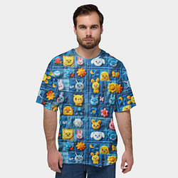 Футболка оверсайз мужская Пэчворк с зайчиками, цвет: 3D-принт — фото 2