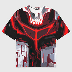 Футболка оверсайз мужская Red stripes on a black and white background, цвет: 3D-принт