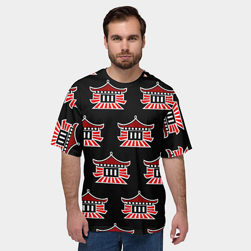 Мужская футболка оверсайз Буддистские символы - японские атрибуты / 3D-принт – фото 3