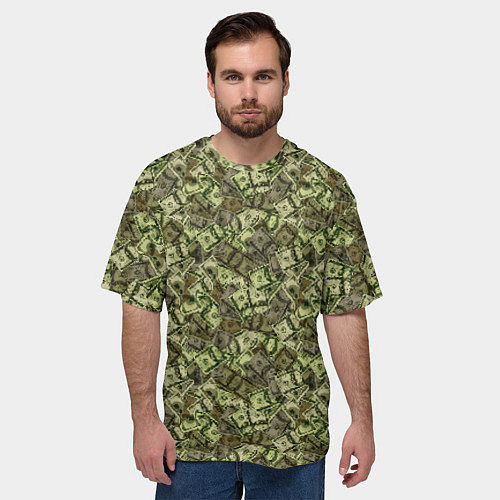 Мужская футболка оверсайз Милитари деньги / 3D-принт – фото 3