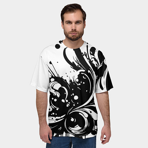 Мужская футболка оверсайз Модная растительная абстракция - нейроарт / 3D-принт – фото 3