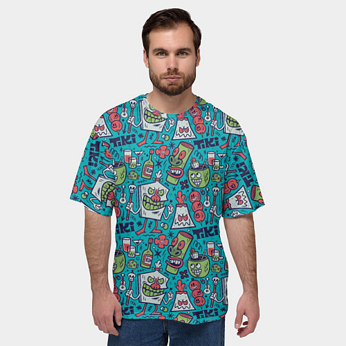 Мужская футболка оверсайз Гавайская вечеринка / 3D-принт – фото 3