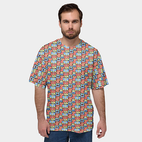 Мужская футболка оверсайз Монстры и человечки / 3D-принт – фото 3