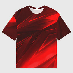 Мужская футболка оверсайз Абстрактные линии красный