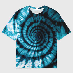 Футболка оверсайз мужская Сине-зеленый тай-дай - спираль, цвет: 3D-принт