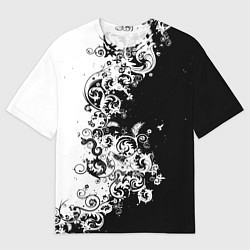 Мужская футболка оверсайз Чёрно белая абстракция