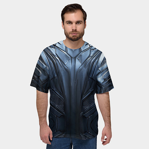 Мужская футболка оверсайз Металлический карбон / 3D-принт – фото 3