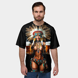 Футболка оверсайз мужская Индейское пиво - фирменное подача, цвет: 3D-принт — фото 2