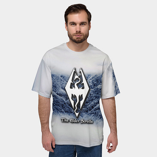 Мужская футболка оверсайз Cкайрим зима / 3D-принт – фото 3