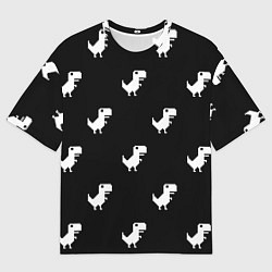 Мужская футболка оверсайз С пиксельными силуэтами 8 бит динозавриков