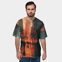 Футболка оверсайз мужская Осенний городской вечер, цвет: 3D-принт — фото 2