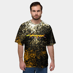 Футболка оверсайз мужская Cyberpunk текстура краски, цвет: 3D-принт — фото 2