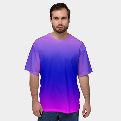 Мужская футболка оверсайз Неоновая градиент абстракция / 3D-принт – фото 3