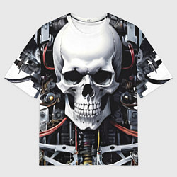 Футболка оверсайз мужская Cyber skull - ai art, цвет: 3D-принт
