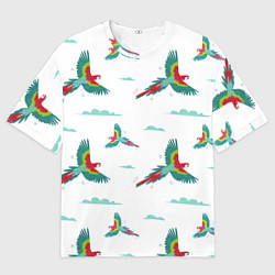 Футболка оверсайз мужская Пара летящих попугаев ара, цвет: 3D-принт