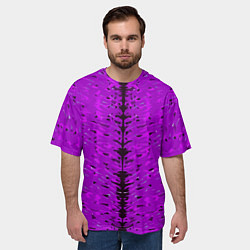 Футболка оверсайз мужская Чёрная вертикальная полоса на фиолетовом фоне, цвет: 3D-принт — фото 2