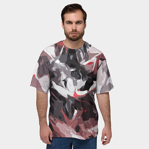 Мужская футболка оверсайз Абстрактный узор черно-серый / 3D-принт – фото 3