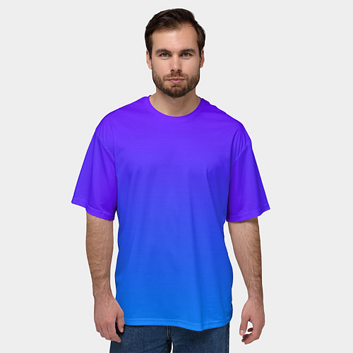 Мужская футболка оверсайз Фиолетово синий градиент / 3D-принт – фото 3