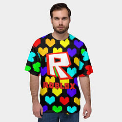 Футболка оверсайз мужская Роблокс сердца, цвет: 3D-принт — фото 2
