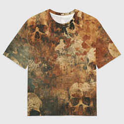 Футболка оверсайз мужская Грязный гранж с черепами, цвет: 3D-принт