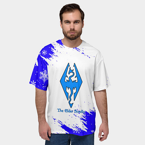 Мужская футболка оверсайз Скайрим зима / 3D-принт – фото 3