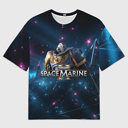 Футболка оверсайз мужская Warhammer 40000 space marine 2 ультрамарин в броне, цвет: 3D-принт