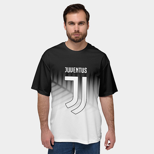 Мужская футболка оверсайз Ювентус геометрия / 3D-принт – фото 3