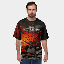 Футболка оверсайз мужская Warhammer 40000 space marine 2 взрыв камней, цвет: 3D-принт — фото 2