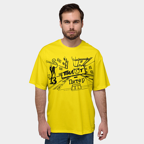 Мужская футболка оверсайз Пилот Питер / 3D-принт – фото 3