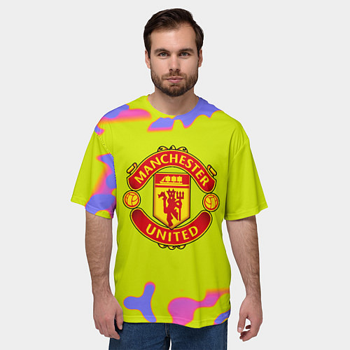 Мужская футболка оверсайз Манчестер Юнайтед камуфляж / 3D-принт – фото 3