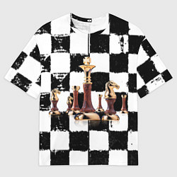 Футболка оверсайз мужская Шахматные фигуры на доске, цвет: 3D-принт