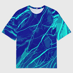 Футболка оверсайз мужская Яркий сине-голубой абстрактная текстура, цвет: 3D-принт