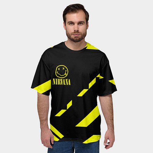 Мужская футболка оверсайз Nirvana geometry yellow / 3D-принт – фото 3