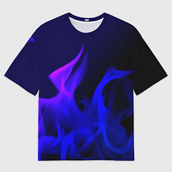 Футболка оверсайз мужская Неоновый огонь текстура, цвет: 3D-принт