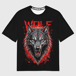 Футболка оверсайз мужская Wolf red blood, цвет: 3D-принт