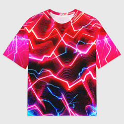 Мужская футболка оверсайз Неоновые космические разряды - нейроарт