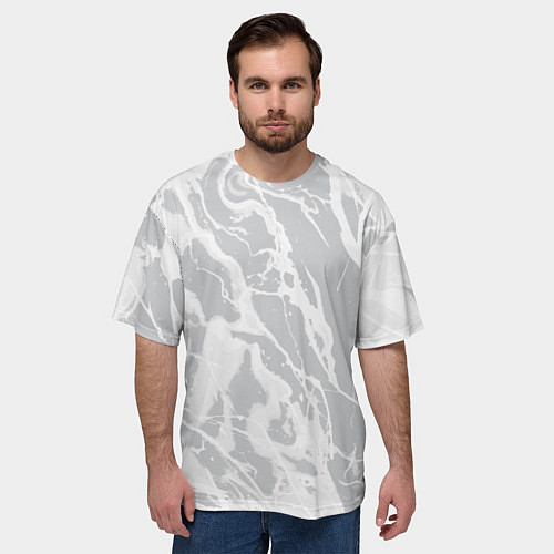 Мужская футболка оверсайз Светлый серый абстракция / 3D-принт – фото 3