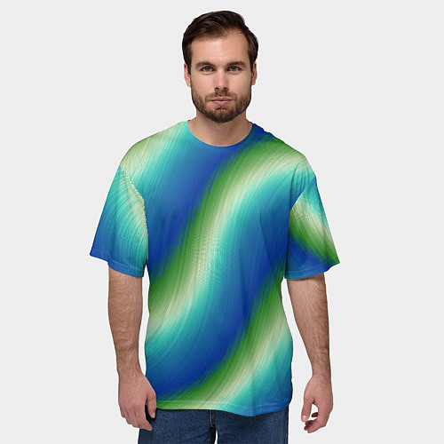 Мужская футболка оверсайз Морская волна арт / 3D-принт – фото 3